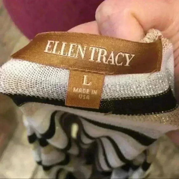 Ellen Tracy Sweater size large Striped Cowl Neck - Picture 5 of 5